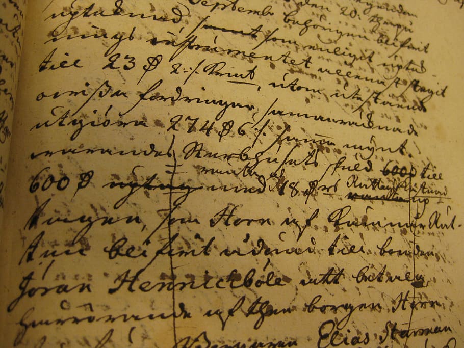 Libro manuscrito abierto, caligrafía, documento, antiguo, sueco, historia, letras, texto, papel, escritura a mano