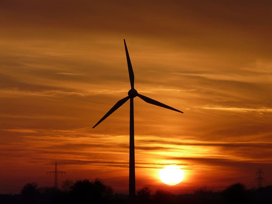 silhouette photography, windmill, golden, hour, Wind Power, Energy, Sundown, wind, sunset, wind energy