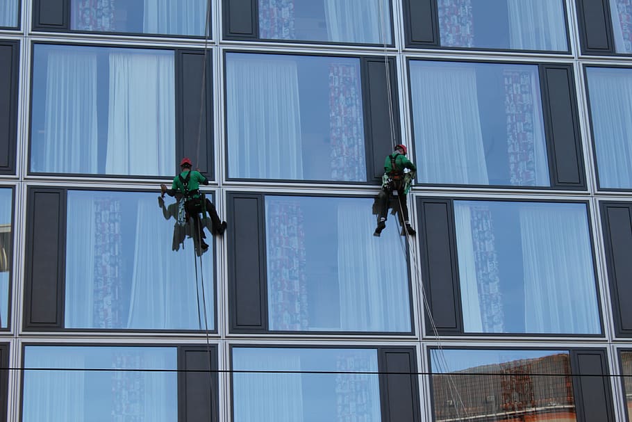 building cleaner, window cleaning, facade, clean, berlin, window, built structure, building exterior, architecture, glass - material