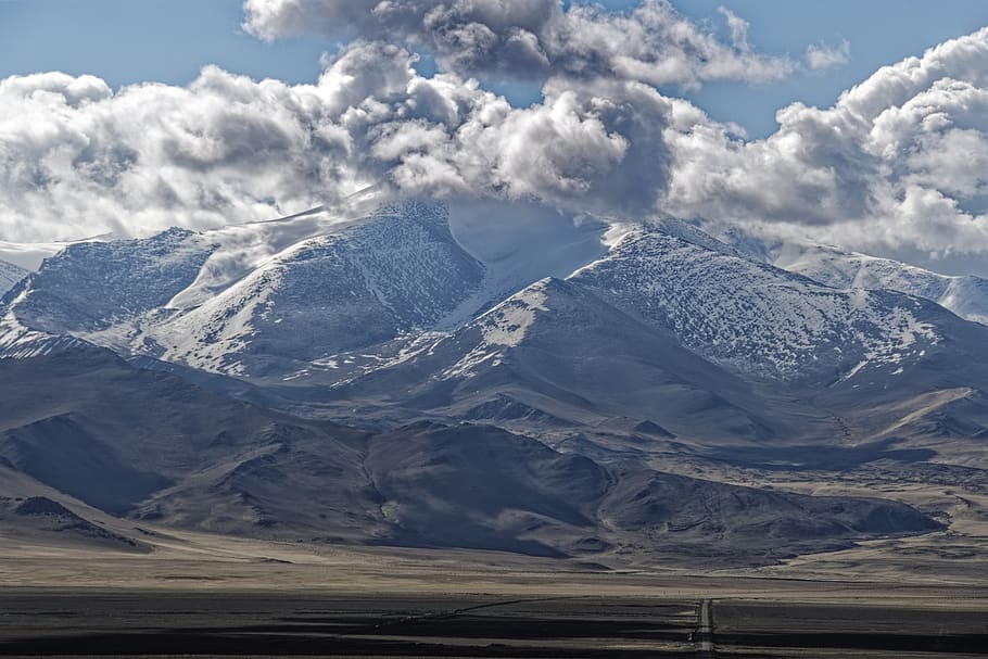 tajikistan, the pamir mountains, pamir, plateau, loneliness, landscape, nature, mountains, sky, clouds
