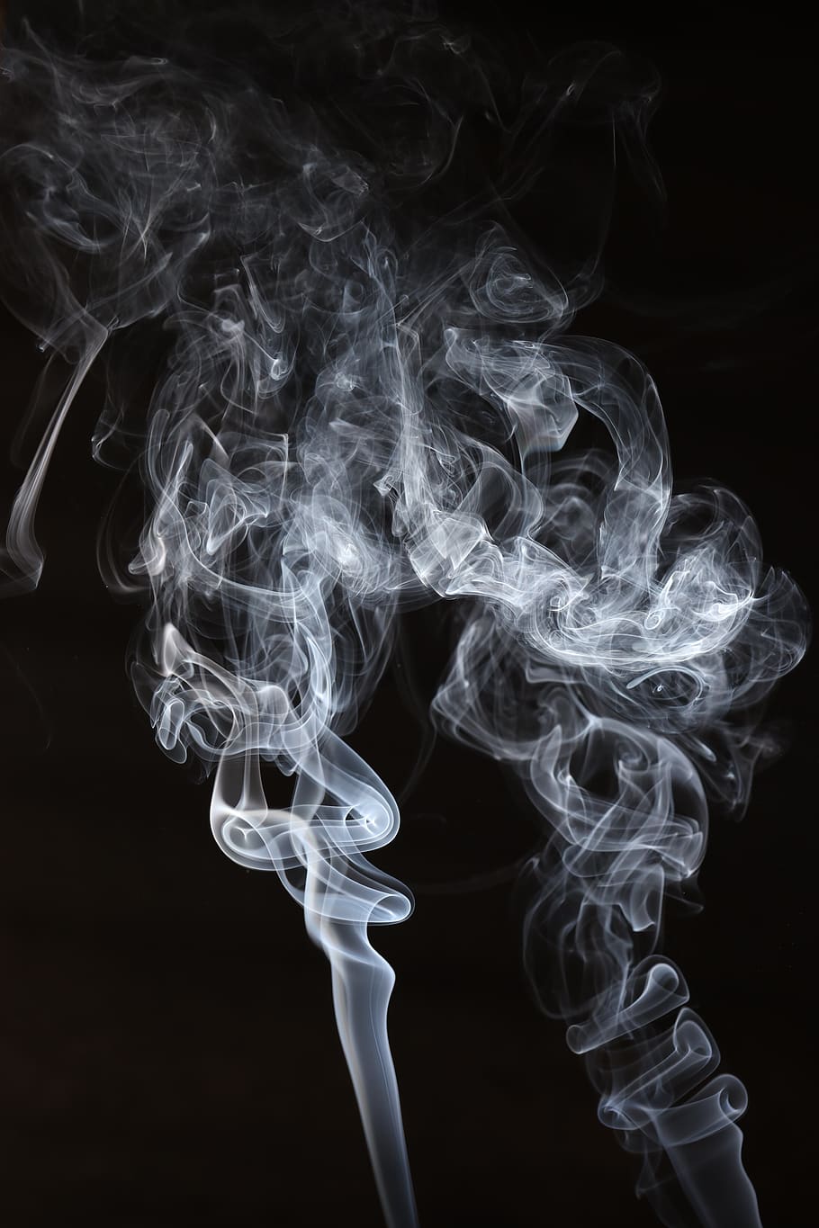 smoke, fire, burning, lighter, flame, incense, smoke - physical structure, studio shot, black background, close-up