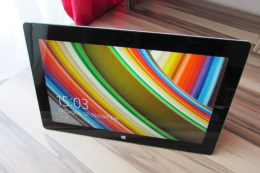 tablet, touch screen, microsoft, surface, mobile, computer, media, multimedia, multi colored, indoors