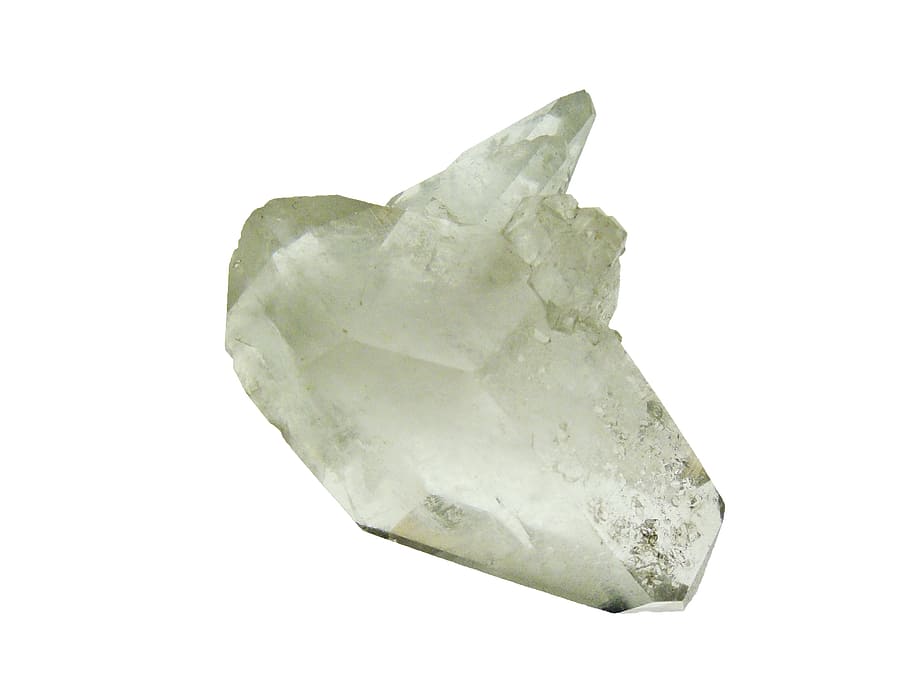 piedra preciosa clara, cristal, cuarzo, transparencia, piedra, mineral, piedra de poder, transparente, tiro del estudio, fondo blanco
