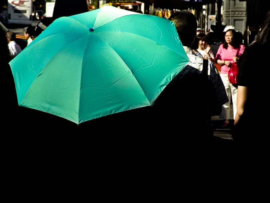 umbrella, rain cover, bumbershoot, brolly, turquoise, open, water resistant, waterproof, monsoon, sunshade