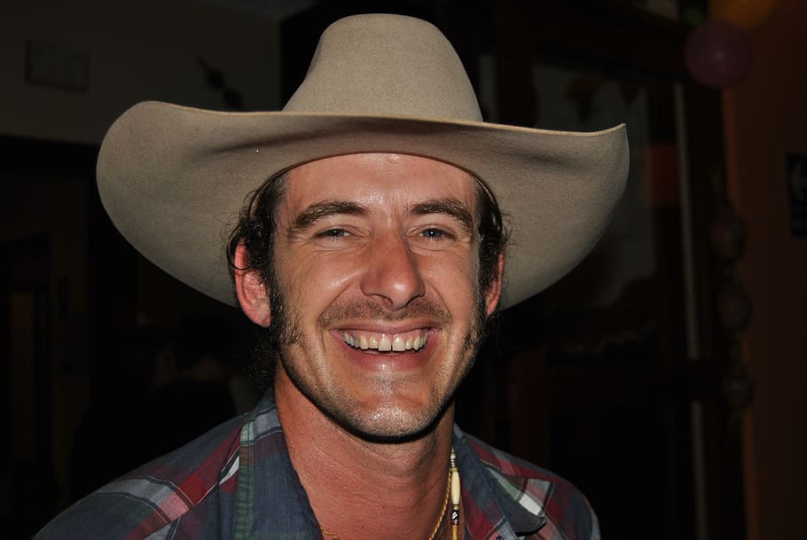 man, cowboy, bart, hat, western, person, portrait, smiling, one person, headshot